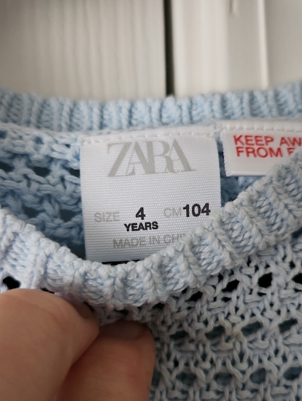 Zara Light Blue and Sage Green Crochet Crew Neck Sweater/shorts - Picture 2 of 6